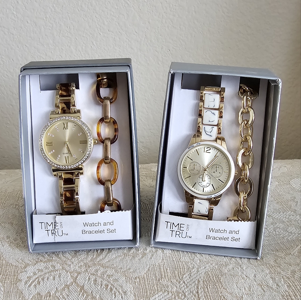 Lot of 2 TIME and TRU Women's Watches with Bracelet Sets